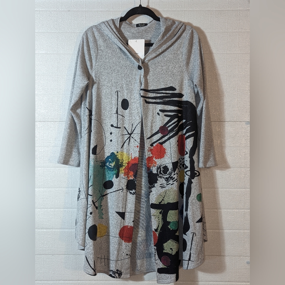 Et' Lois hooded button shawl size S NWT